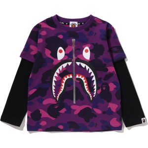 COLOR CAMO SHARK LAYERED LS TEE KIDS
