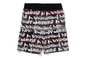 BAPE GRAFFITI CHECK SWEAT SHORTS MENS